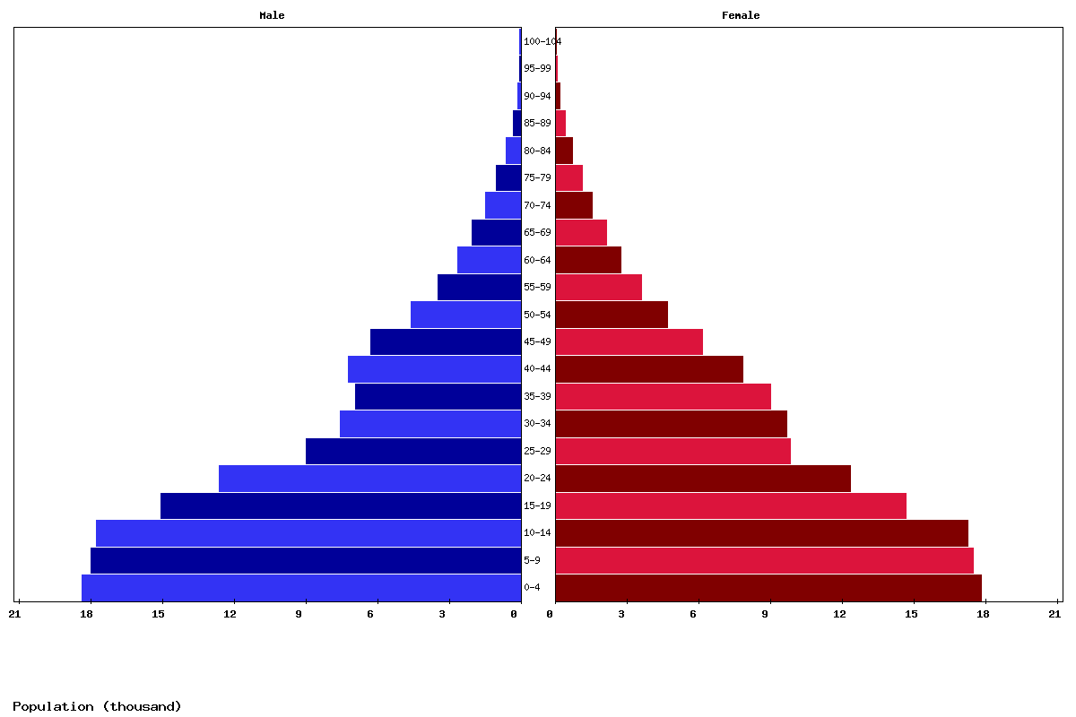 Mayotte Age structure and Population pyramid